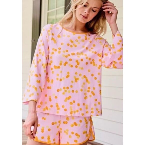 Lake x Atlantic-Pacific Pima Penny Pajama Short Set in Pomelo Women’s Sz. M